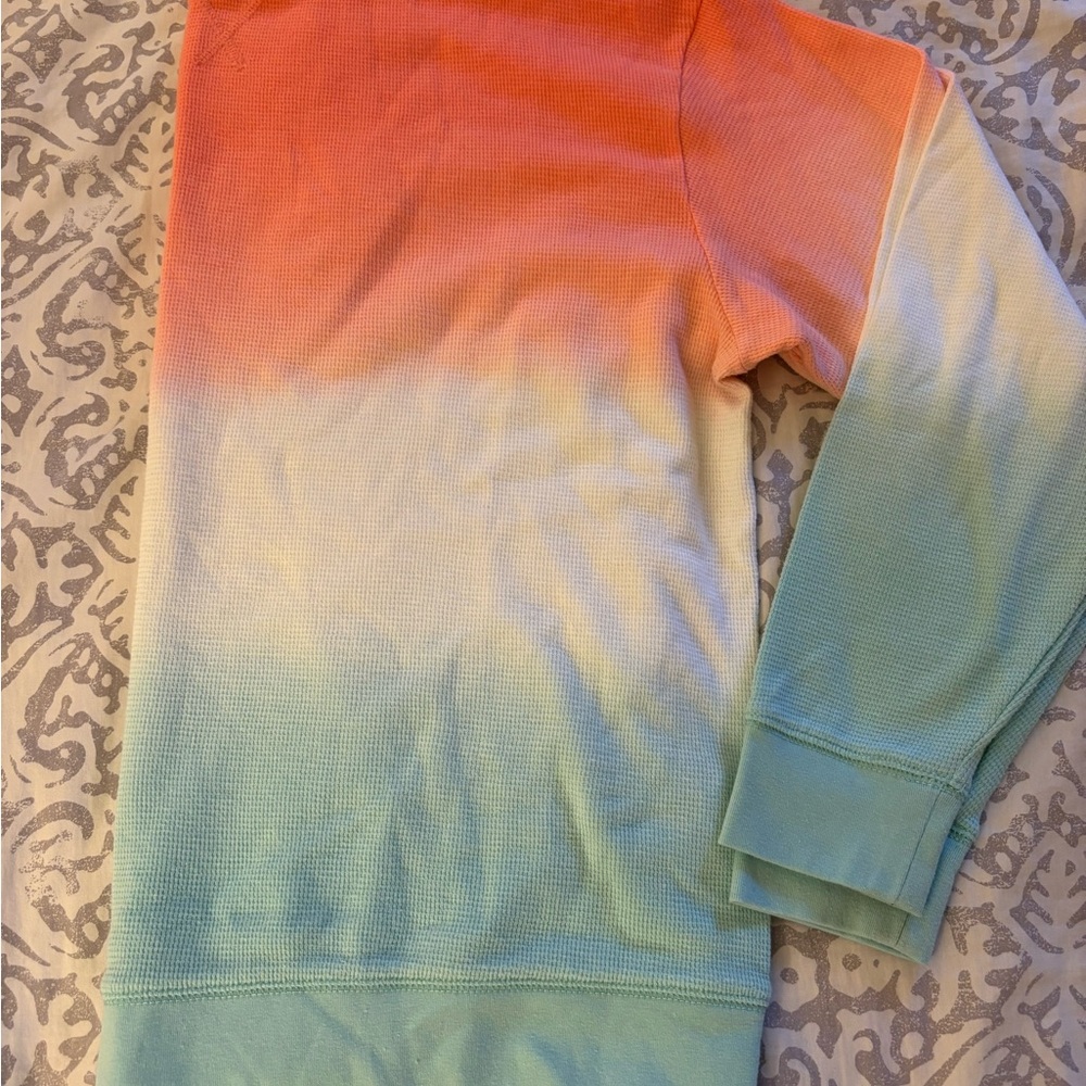 Splendid Coral Waffle-Knit Thermal Top. Tie die. Medium. Nwot